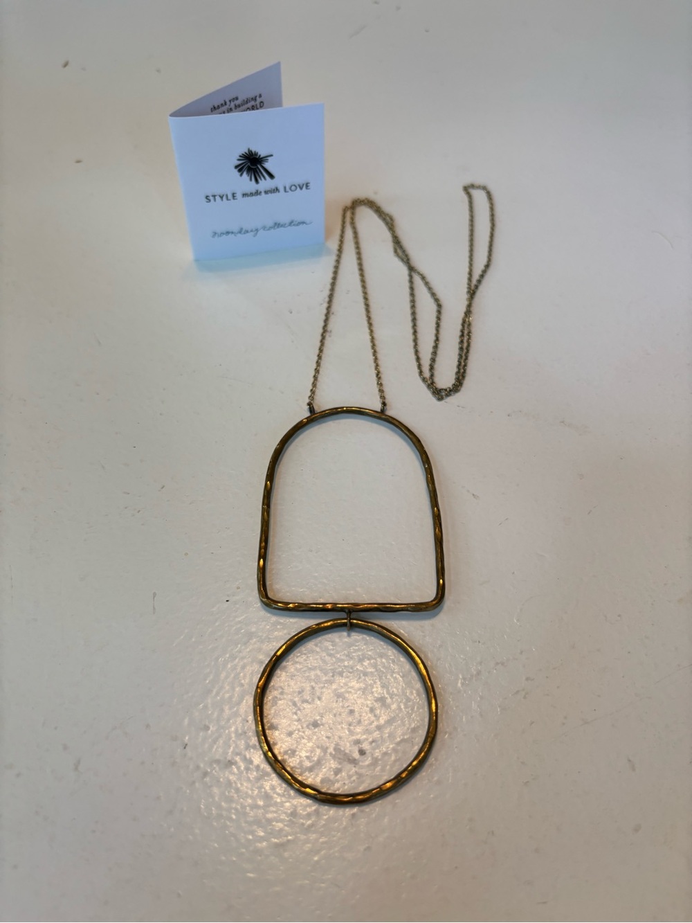 Noonday Collection Hammered Gold Arch and Circle Pendant Necklace